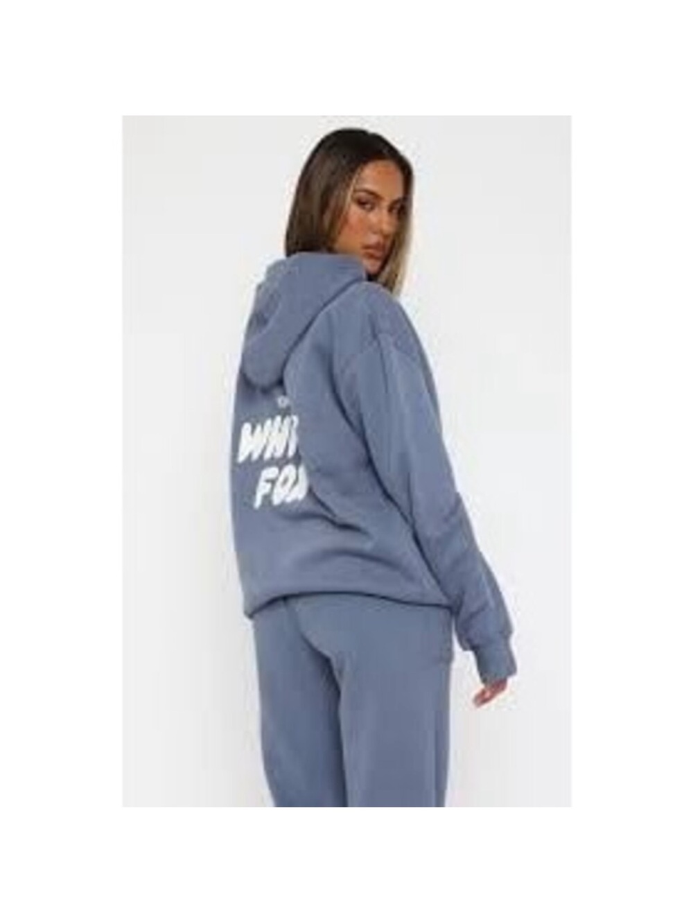 White Fox Washed Blue Graphic Hoodie Sweatshirt
